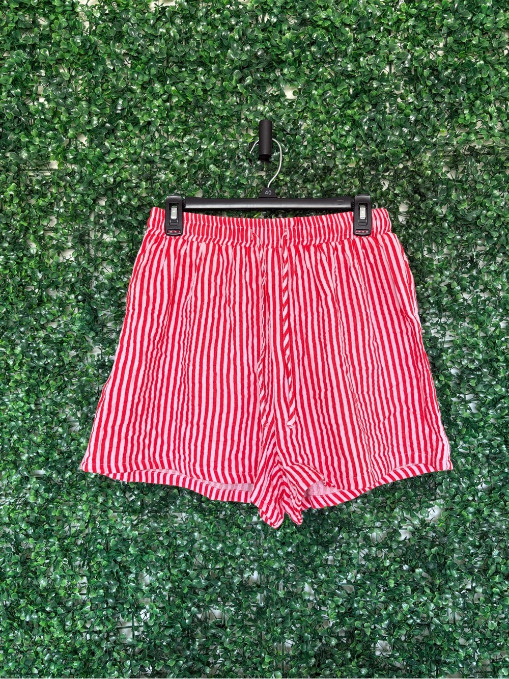 Paper Heart High-Waist Red & Pink Striped drawstring Shorts